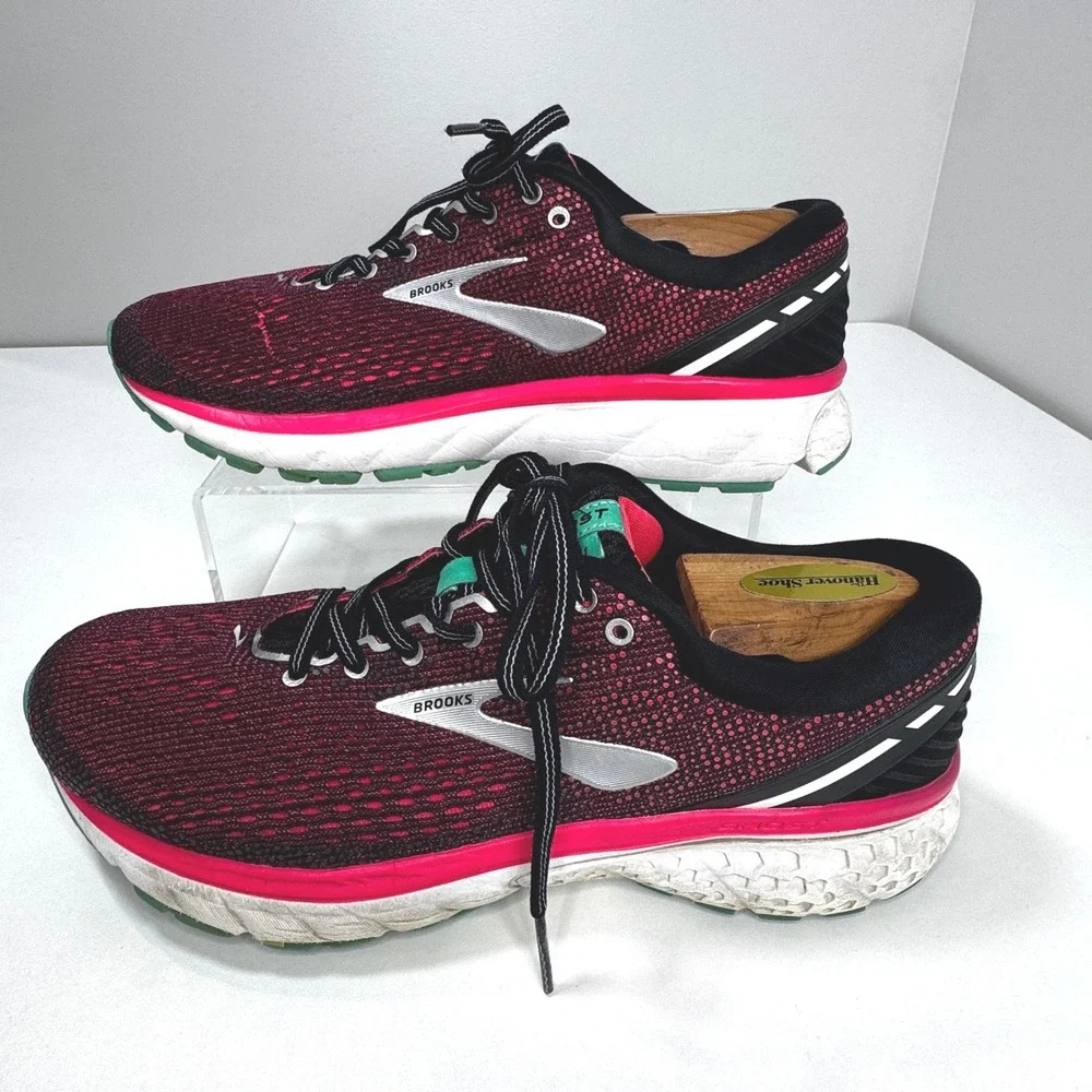 Brooks Ghost 11 Womens 9.5 Running Shoes Burgundy Pink Teal Athletic 1202771B017